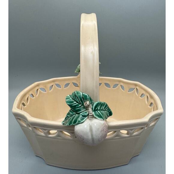 EUC Vintage Fitz and Floyd Basket 1982 Peach with Leaves Basket Easter Spring - Picture 2 of 10